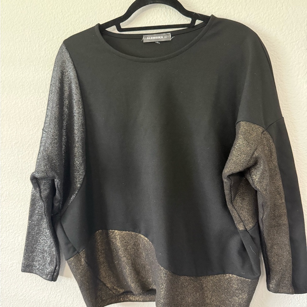 Alembika Black Top with Metallic Bronze Trim - Picture 2 of 16